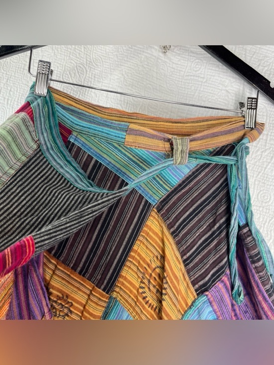 Patchwork Wrap Around Skirt Boho Hippie 100 Cotton Maxi Skirts One Size Nepal OS - Picture 6 of 16